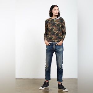 NSF Marta Camo Cashmere Wool Sweater Green Brown S